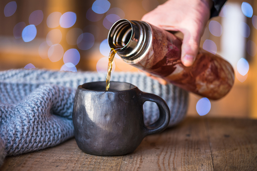 Keeping warm in Winter with a flask